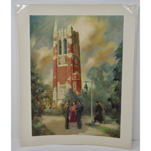 John S Coppin Print ~ Michigan State MSU Beaumont Tower RARE